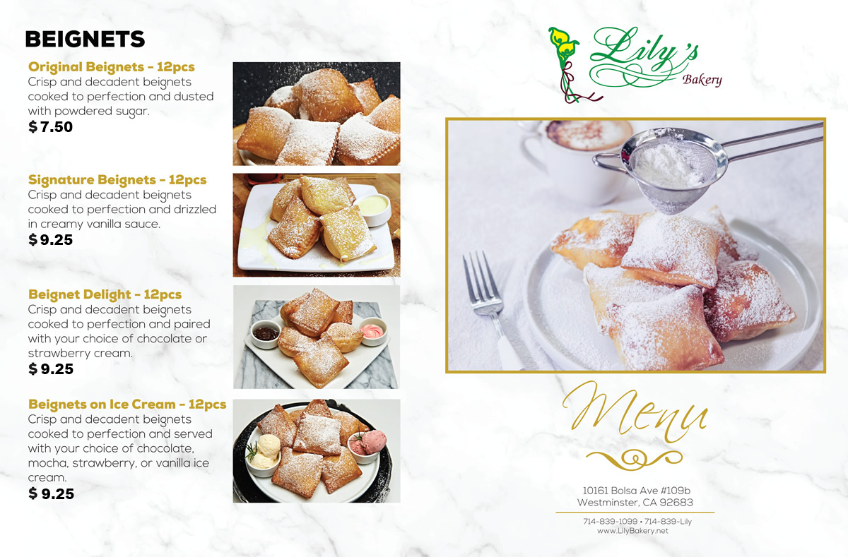 Beignet Menu